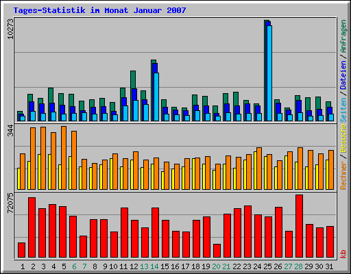 Tages-Statistik im Monat Januar 2007