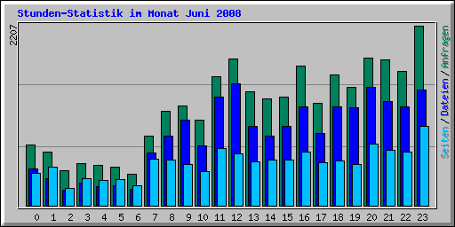 Stunden-Statistik im Monat Juni 2008
