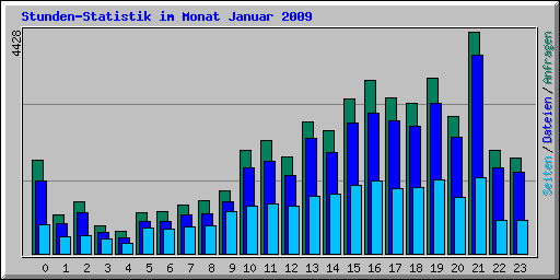 Stunden-Statistik im Monat Januar 2009